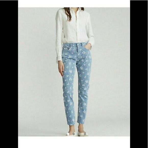New without tags POLO Ralph Lauren The Callen High Rise Slim floral jeans sz 31 - Picture 1 of 13